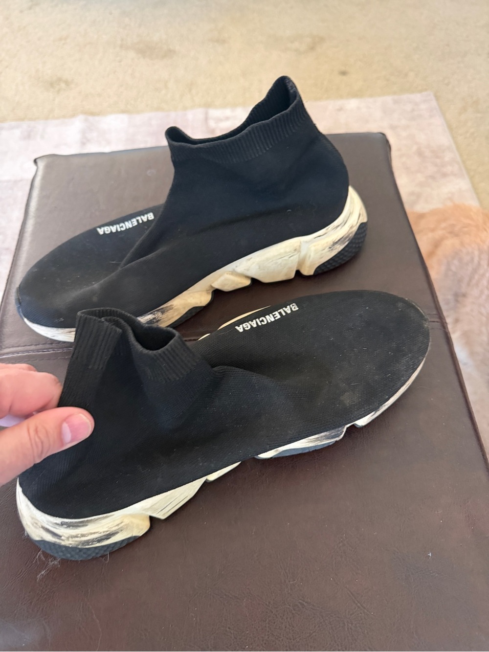 Balenciaga Black Sock Runner Sneakers with White Sole - Picture 2 of 5